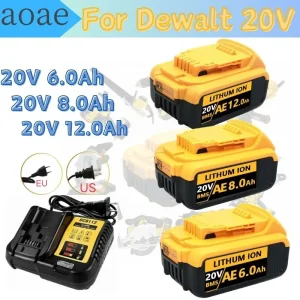 12.0Ah Li-ion Battery Replacement for DeWalt 20V MAX Power Tool Battery DCB205 DCB201 DCB203 with Charger