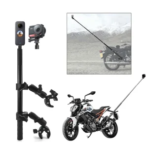 Insta360 One R X2 X3 and GoPro Max Hero 11 Motorcycle Bike Mount Selfie Stick with Adjustable Ball Head and 44.25 Pounds Load Capacity