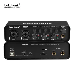 High-Resolution 2-In/2-Out USB Sound Card for Music Production and Podcasting with 48V Phantom Power