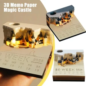 2025 Unique Hogwarts Inspired 3D Paper Craft Weekly Planner with LED Light and Hand-Torn Castle Design for Birthdays and Events