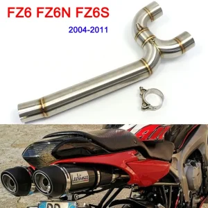 Yamaha FZ6 FZ6N FZ6S 2004-2011 Motorcycle Exhaust System Middle Pipe Link Connector, Replacement Motorbike Accessories for Yamaha FZ6 FZ6N FZ6S Models, Stainless Steel Exhaust Pipe for 04-11 FZ6 FZ6N FZ6S Bikes