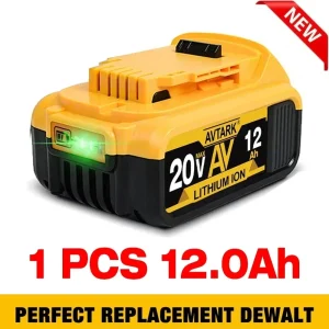 20V 12Ah Rechargeable Electric Tool Battery Compatible with DeWalt 18V Power Tools DCB200 DCB201 DCB204 DCB205