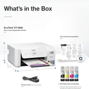 Epson EcoTank ET-2800 Wireless Color All-in-One Cartridge-Free Supertank Printer with Scan and Copy â€“ The Ideal Basic Home Pri