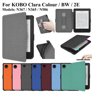 Kobo Clara 2E Colour BW 2024 6 inch e-Book Protective Case with Hand Belt Holder Strap and Auto Sleep Wake Function