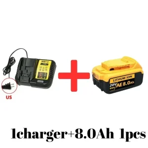 12000mAh 20V DCB200 Replacement Battery for DeWalt DCB201 DCB203 DCB205 Power Tool Battery with Fast Charger Compatibility