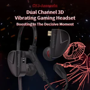 Vibrate Mode Game Earphones with HIFI Microphone, 1BA+1DD Hybrid Tuning Switch Wired Earbuds IEM Headphones with 3 Modes, Listening, Stage Monitoring and Gaming