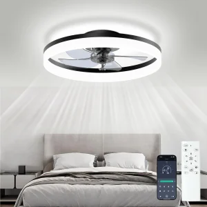 Low Noise Ceiling Fan with Light and Remote Control, 6 Speeds and Infinite Dimming for Bedroom, Living Room, Study Room, or Kitchen Chandelier Lighting