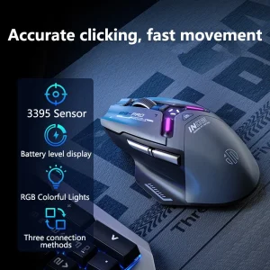 Inphic IN9 PRO Bluetooth Mouse Rechargeable 2.4G Wireless 26000DPI RGB Gaming Mouse Ergonomics Supports Wired Connections