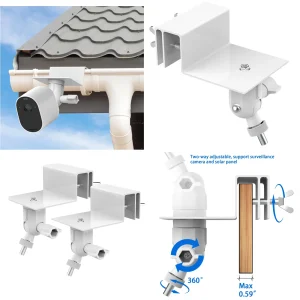 Weatherproof Gutter Mount Bracket for Eufy Cam 2 2 Pro 2C 2C Pro E SoloCam Outdoor Security Camera White