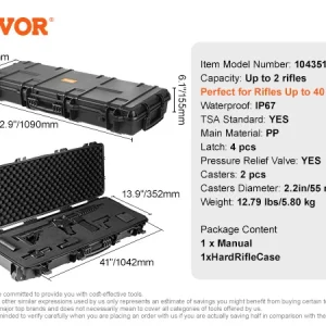 Impact-Resistant IP67 Waterproof Long Gun Case with 6 Padlocks and Customizable Foam for Secure Firearm Storage