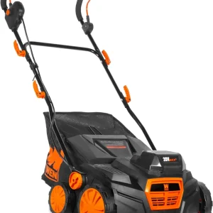 20V Max Cordless 15-Inch 2-in-1 Brushless Electric Dethatcher and Scarifier with Collection Bag, Two 4.0 Ah Batteries