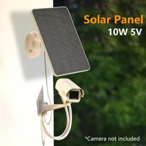 10W Portable Waterproof Solar Panel Charger with Micro USB and Type-C for Outdoor Security Camera and Small Home Lighting System