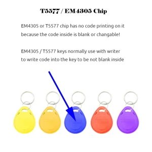 10PCS 125KHz T5577 EM4305 RFID Rewritable Proximity Keyfobs with Ring for Cloning and Duplicating ID Tokens