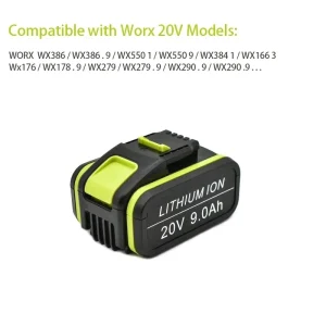 Worx 20V Lithium-ion Battery Pack Replacement 9000mAh for WA3551 WA3553 WA3641 WX373 WX390 Power Tool Batteries