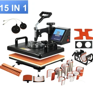 15-in-1 Combo Multifunctional Sublimation Heat Press Machine for T-Shirts, Mugs, Caps, Plates, Shoes, Football, Plates and More