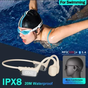 Waterproof Bone Conduction Headphones with 32GB MP3 Player for Swimming and Sports