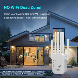 1200Mbps Wireless Repeater 2.4G 5G Dual Band WiFi Signal Extender Wi-Fi Amplifier WiFi Router Long Range Signal Booster Router