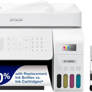 Wireless All-in-One Inkjet Printer with Refillable Cartridge-Free Supertank and Ethernet for High-Volume Printing