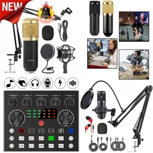 BM800 Studio Microphone Bundle with Cardioid Polar Pattern, Noise Cancellation and Fully Compatible with Windows and Mac Computers