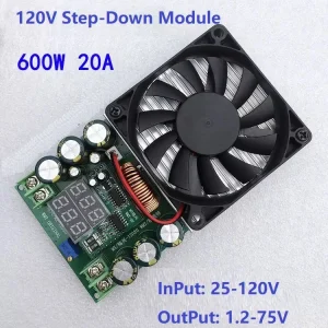 1.2-75V 20A 600W Adjustable Step Down Power Supply Voltage Regulator Module with Reverse Polarity Protection for Arduino and Battery Charging Applications