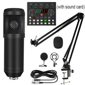 Studio Recording Microphone Kit with Condenser Mic, Adjustable Scissor Arm Stand, Table Mounting Clamp, Shock Mount, Pop Filter and High Signal-to-Noise Ratio for Vocals and Instruments