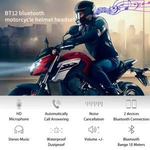 Wireless Motorcycle Helmet Intercom SYSTEM with Long Range Bluetooth 4.2,Hands-Free Calling,Music Streaming and High-Quality Audio