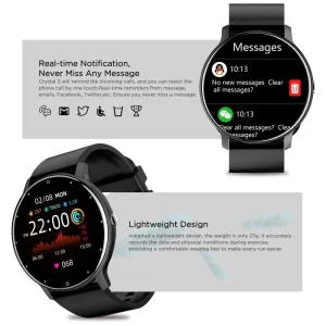 2023 Latest Men’s Full Touch Screen Smartwatch with IP67 Waterproof Fitness Tracker for Android iOS