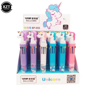 10 Color Ballpoint Pen Gel Ink Pens for School and Office Supplies, Cute Unicorn Design Stationery for Students and Kids