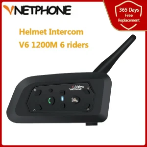 Vnetphone V6 Motorcycle Bluetooth Helmet Headset Intercom 1200M for Motorbike 6 Riders BT Wireless Waterproof Interphone MP3