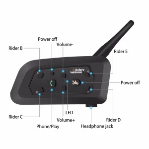 Vnetphone V6 Motorcycle Bluetooth Helmet Headset Intercom 1200M for Motorbike 6 Riders BT Wireless Waterproof Interphone MP3