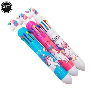 10 Color Ballpoint Pen Gel Ink Pens for School and Office Supplies, Cute Unicorn Design Stationery for Students and Kids