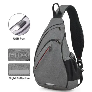 Waterproof One Shoulder Sling Backpack with USB Charging Port for Men and Women