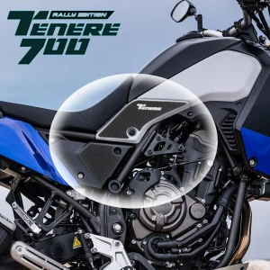 Yamaha Tenere 700 XTZ 700 Adventure Motorcycle Fuel Tank Protector Kit – 3M Decal Anti Slip Pad Sticker for 2019 2020 Models with Transparent and Black Design