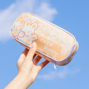 Ins Korean Lovely Pencil Case Cute Cartoon Bear Bunny Checkerboard Pencil Bag Student Stationery Storage Bag Back To Shcool