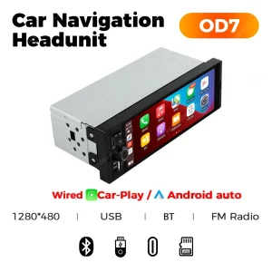 1 Din 6.86-inch CarPlay HD screen multimedia player For Volkswagen Nissan Toyota Universal Single knob Car FM Radio Stereo MP5