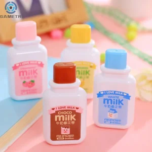 Kawaii Portable Correction Tape Corrector in Milk Bottle Design for Students and Office Use