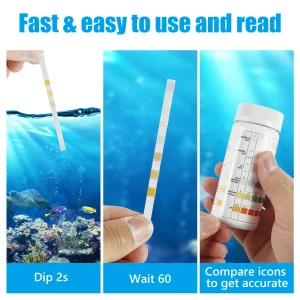 100Pcs Aquarium Test Strips Water Quality Test Strip 7/in1 Fish Tank Test Kit Freshwater Saltwater Aquarium Water pH Test Strips