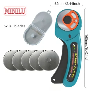 Heavy-Duty 45mm R45 Rotary Cutter Patchwork Roller Combo for Efficient Cutting of Thick Fabric, Leather, Paper, Tickets, and Soft Materials for Sewing, Quilting, and Crafting