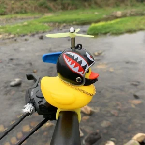 Yellow Luminous Rubber Duck Motorcycle Dashboard Decoration with Propeller and Riding Accessories