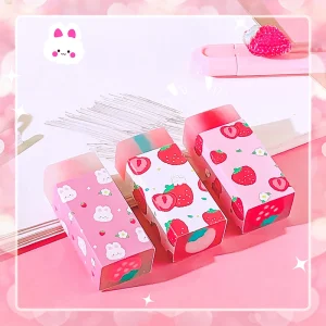 kawaii Aesthetic stationery items back to school acsesories cute strawberry eraser rubber teacher supplies School stuff