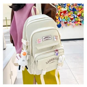 Korean Style Female Backpack for High School and College Students with Spacious Compartments and Trendy Look