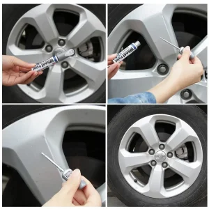 12ML Car Scratch Repair Solution Pen with Excellent Cleaning Coating and Aluminum Alloy Wheel Hub Renovation Design