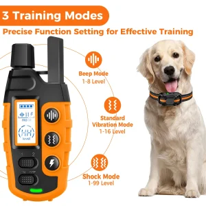 Waterproof Remote Control Electric Dog Training Collar with Shock Vibration for 5-120lbs Puppy Behavior Correction