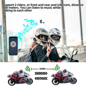 Kebidumei YP10 Bluetooth Motorcycle Helmet Intercom 300M Wireless Intercomunicador 2000Mah Moto Walkie Talkie With Soft Hard Mic