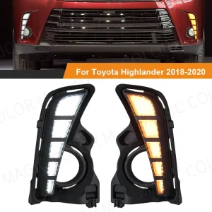 2017-2019 Toyota Highlander LED Daytime Running Lights White Yellow 12V DRL Front Bumper Daylights Turn Signal Fog Lamps