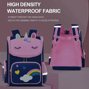 Unicorn Print Back to School Shoulder Bag for Kids, Oxford Fabric Cartoon Character Backpack for Boys and Girls