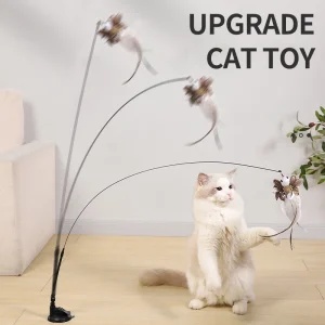 Interactive Hand Free Cat Teaser Toy with Suction Cup Base for Kitten Playing and Exercise