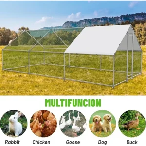 Large Metal Chicken Coop Walk Poultry Cage with Water Resident and Anti-UV Cover Duck Rabbit Cat House Outdoor Chicken Run Pen