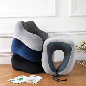 Memory Foam Travel Neck Pillow with Ergonomic Design for Long Flights and Road Trips