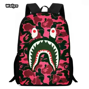 Wholesale Cartoon Shark Design Backpack for Boys Girls Kindergarten School with Free Custom Image or Logo Printing